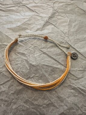 NWOT Pura Vida Adjustable Woven Cord Bracelet in White and Mustard Yellow
